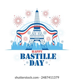 Happy Bastille Day France's National Day, celebrating the French Revolution with parades, fireworks, and festivities.