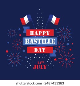 Happy Bastille Day France's National Day, celebrating the French Revolution with parades, fireworks, and festivities.