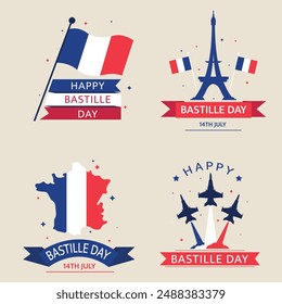 Happy bastille day french flag illustration 