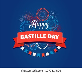 Happy Bastille Day, the French National Day poster and concept design