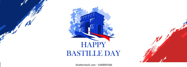 Happy bastille day with French national monument vector illustration. Suitable for greeting card, poster and banner