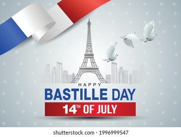 Happy Bastille Day, the French National Day poster and concept design