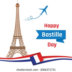 Happy Bastille Day, the French National Day poster and concept vector illustration design 