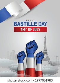 happy bastille day greetings. vector illustration design