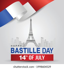 happy bastille day greetings. vector illustration design