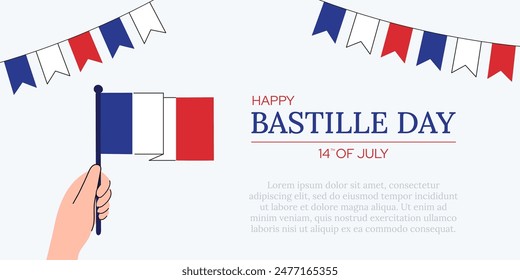 Happy Bastille Day horizontal banner