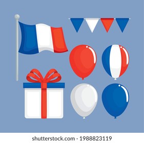 Happy bastille day icon collection