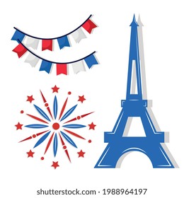 Happy Bastille Day Icon Set