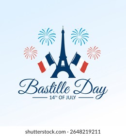 Happy Bastille Day. Illustration, card, banner or poster for French National Day.