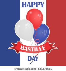 Happy Bastille Day, July 14. Viva France's National Day. Vector Illustration. Suitable for the design of your poster, banner, campaign, and a postcard. Stock Vector.