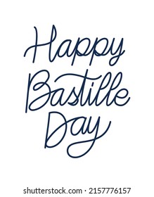 happy bastille day lettering over white