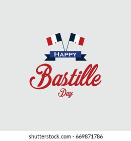 Happy Bastille Day Logo Vector Template