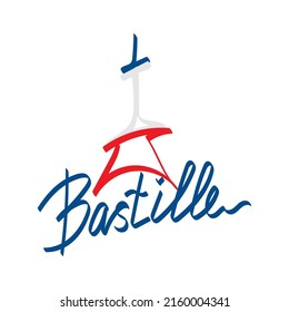 Happy Bastille Day. National holiday of France. the 14 th of July. Holiday concept. Freedom. Handwritten lettering. Suitable for posters and specialized literature.