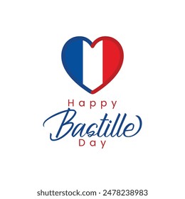 Happy Bastille day patriotic heart shape design