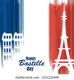 happy bastille day poster with eiffel tower