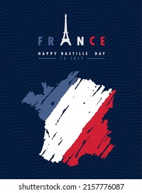 happy bastille day poster with france country