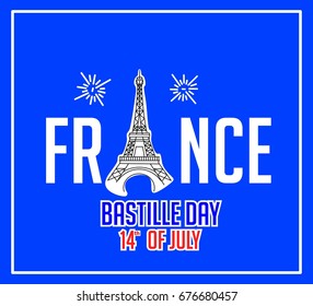 Happy bastille day poster gift card vector design