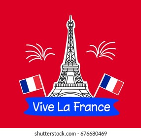 Happy bastille day poster gift card vector design