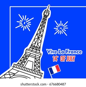 Happy bastille day poster gift card vector design