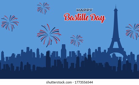 happy bastille day poster illustration