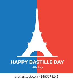 Happy Bastille Day Vector Banner. Post. Social Media. Story. 