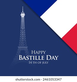 Happy Bastille Day vector. Bastille Day Celebration on 14 July vector.