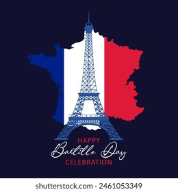 Happy Bastille Day vector. Bastille Day Celebration on 14 July vector.