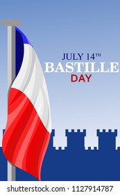 Happy bastille day vector illustration. Suitable for greeting card, poster and banner.