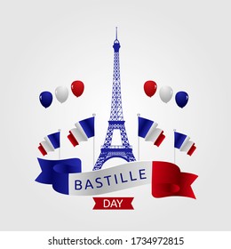 Happy Bastille  Day Vector Illustration