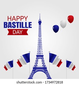 Happy Bastille  Day Vector Illustration