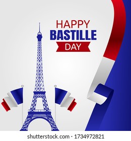 Happy Bastille  Day Vector Illustration