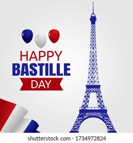 Happy Bastille  Day Vector Illustration