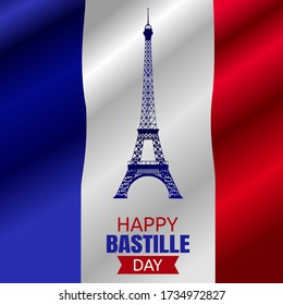 Happy Bastille  Day Vector Illustration