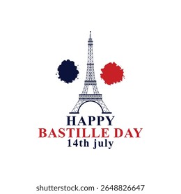 Happy Bastille Day vector illustration, perfect for office, company, school, social media, advertising, printing