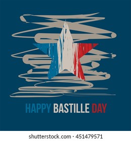 Happy Bastille Day Vector Illustration. Great for Card and Banner