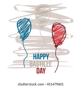 Happy Bastille Day Vector Illustration. Great for Card and Banner