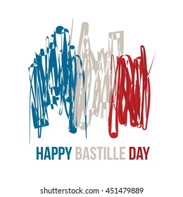 Happy Bastille Day Vector Illustration. Great for Card and Banner