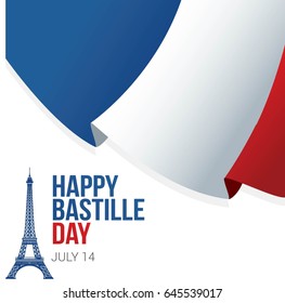 Happy Bastille Day Vector Illustration.