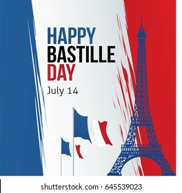 Happy Bastille Day Vector Illustration.