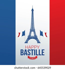 Happy Bastille Day Vector Illustration. France national day design concept with flat style vector illustration. Suitable for greeting card, poster and banner. Suitable for business asset design .