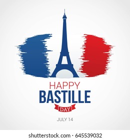 Happy Bastille Day Vector Illustration.