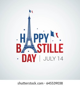 Happy Bastille Day Vector Illustration.