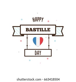 Happy Bastille Day. Vector illustration. Flag of France
