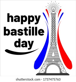 Happy Bastille Day,Suitable for poster, banner, and greeting card.Vector Illustration