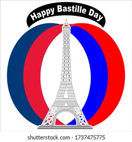 Happy Bastille Day,Suitable for poster, banner, and greeting card.Vector Illustration