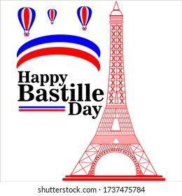 Happy Bastille Day,Suitable for poster, banner, and greeting card.Vector Illustration