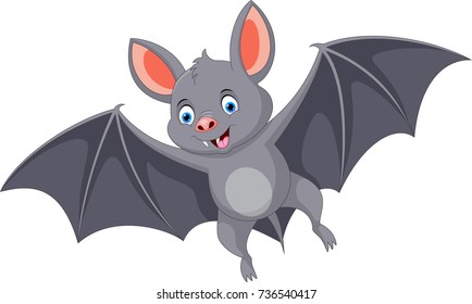 Happy bat cartoon flying