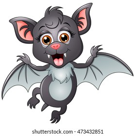 Happy bat cartoon isolated on white background