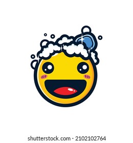 happy bathing emoji vector design