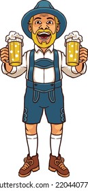 Happy Bavarian Man Drinking Beer Celebrating Oktoberfest